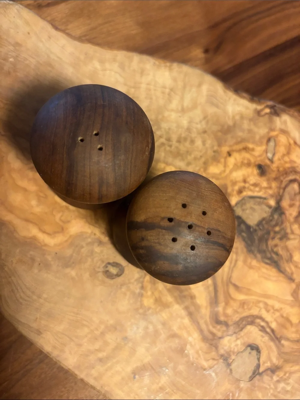 MCM Wooden Mushroom Salt and Pepper Shakers - Brown
